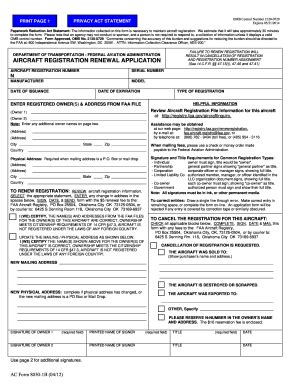 Aircraft Registration Renewal Application Ac Form 8050 1b Fill Out