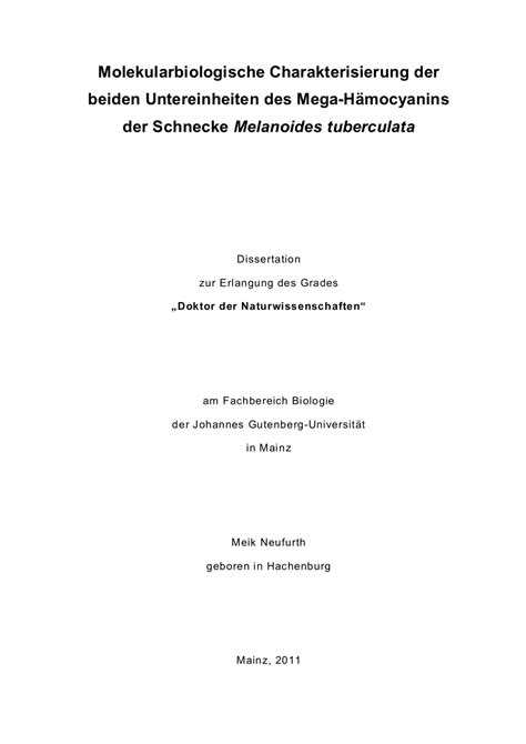 Pdf Molekularbiologische Charakterisierung Der Beiden Untereinheiten