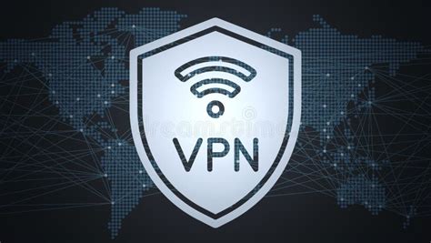 Vpn Network Internet Security Shield Logo On A World Map Stock Photo