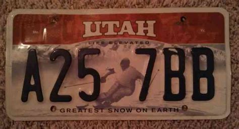 Utah State License Plate