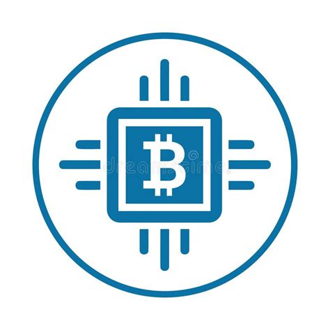 Icono De Criptodivisa De Moneda De Bitcoin De Cpu Esbozo Vectorial