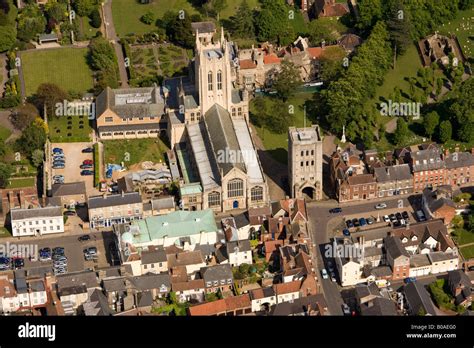 Aerial Of St Edmundsbury Cathedral And The Norman Tower Bury St