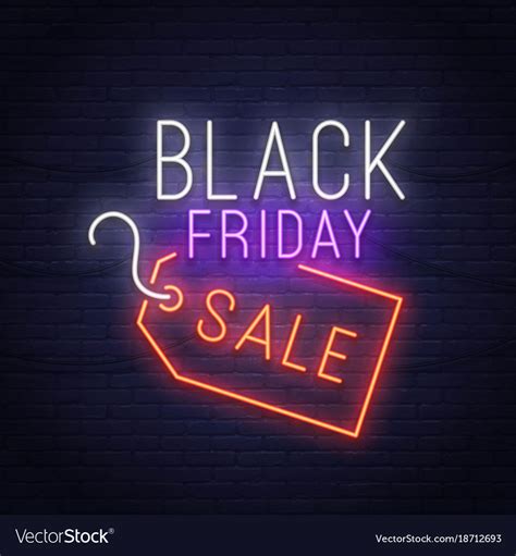 Black Friday Neon Sign Sale Banner Logo Royalty Free Vector