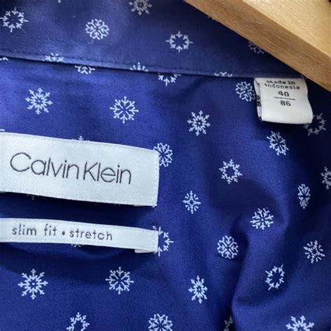 Calvin Klein Mens Size 40 Long Sleeve Navy Blue