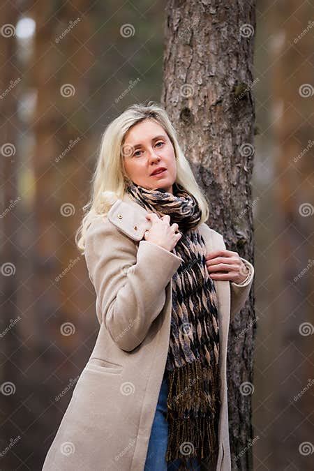 Outdoors Portrait Of Beautiful Women 40 Years Old Stock Image Image