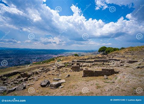 The View of Bergama District from the Ancient City of Pergamon Stock ...