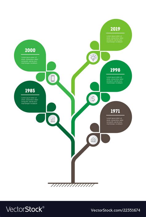 Vertical Timeline Infographics Tree Royalty Free Vector