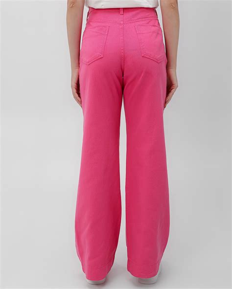 Calça jeans color feminina wide leg Barbie The Movie rosa Riachuelo