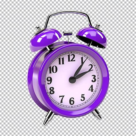 Premium PSD Purple Alarm Clock On A Transparent Background