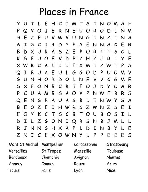 LA FRANCE Word Search WordMint