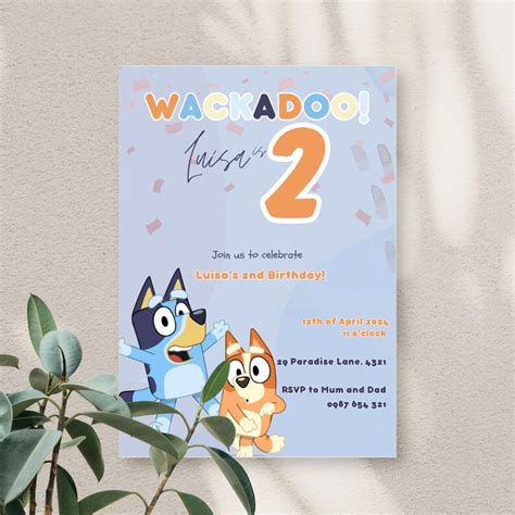 Wackadoo Bluey Birthday Invitation - Etsy