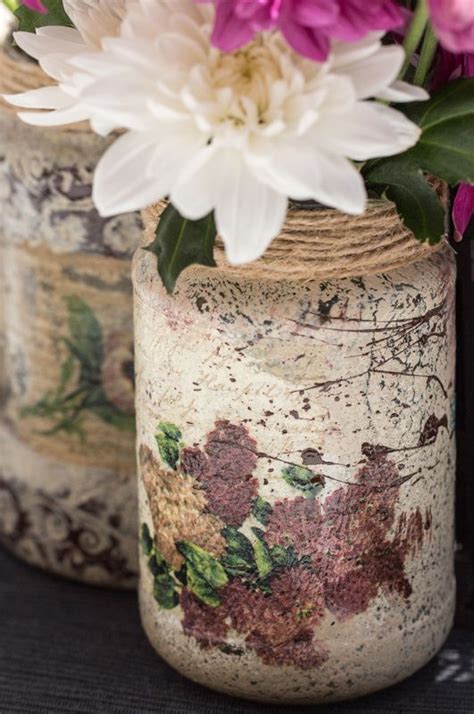 Easy Summer Decor Decoupage Glass Jars With Flowers Crafts With