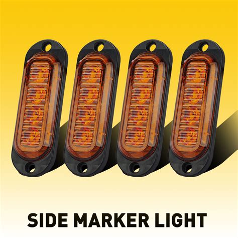 4x Amber 4 Led Side Marker Clearance Lights Waterproof For Boat Trailer Truck Rv Ebay