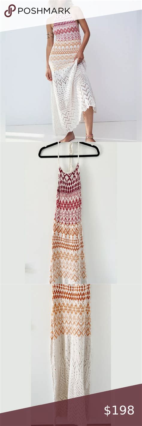 Nwot Free People Ikat Oasis Crochet Backless Maxi Dress Backless Maxi