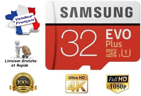 CARTE MÉMOIRE MICRO SD SDHC Class 10 Samsung Evo Plus 32 Go avec