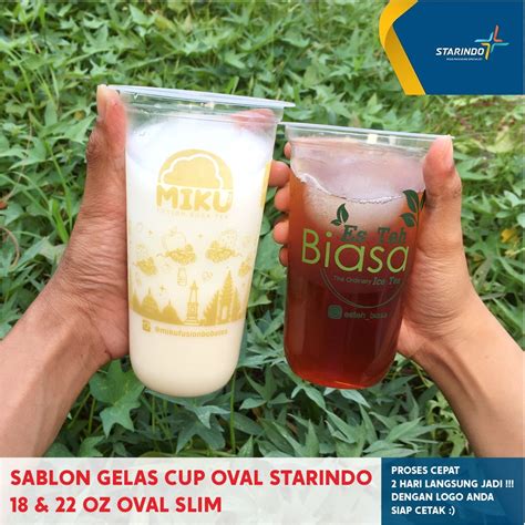 Jual SABLON GELAS CUP OVAL SLIM STARINDO 18 22 OZ KUALITAS TEBAL 8 5