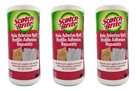 Kit 3 Rolo Adesivo Tira Pelo Refil 21 Folhas Scotch Brite 3m