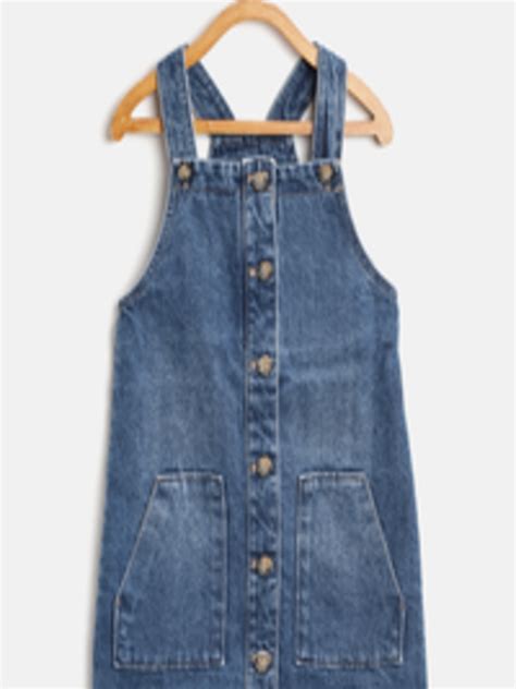 Buy Marks And Spencer Girls Blue Solid Denim Pinafore Dress Dresses For Girls 10241655 Myntra