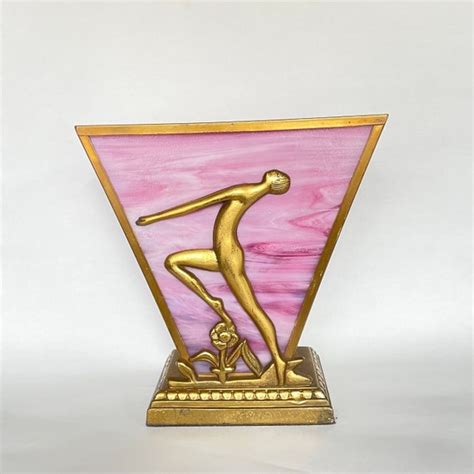 RARE Antique Art Deco Table Lamp Nude Flapper Girl Brass Etsy