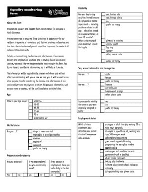 Fillable Online Old N Somerset Gov Equality Monitoring North Somerset