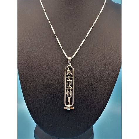 Sterling Silver Egyptian Hieroglyphs Cartouche... - Depop