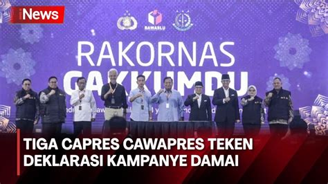 3 Capres Cawapres Resmi Teken Naskah Kampanye Pemilu Damai 2024 Di Kpu