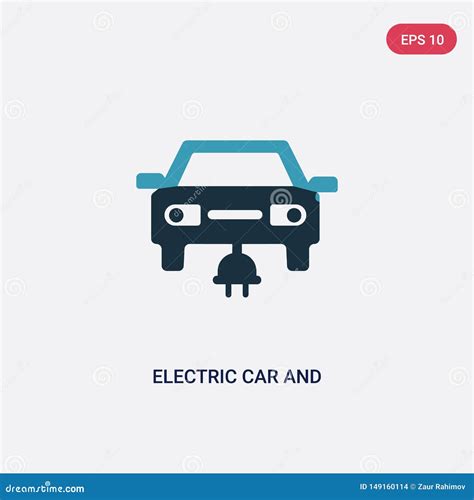 Zwei Farbige Elektroautos Und Plug Vektor Ikone Aus Mechanicons Konzept