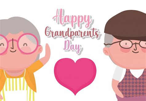 Premium Vector | Happy grandparents day cartoon