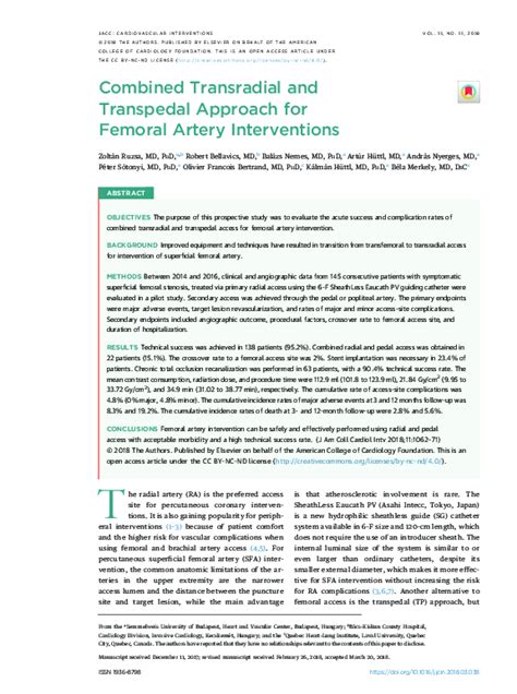 Pdf Combined Transradial And Transpedal Approach For Femoral Artery Interventions Péter