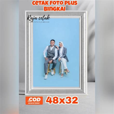 Jual CETAK FOTO 24R PLUS BINGKAI LIS SILVER MINIMALIS MEDIA PAPAN MDF