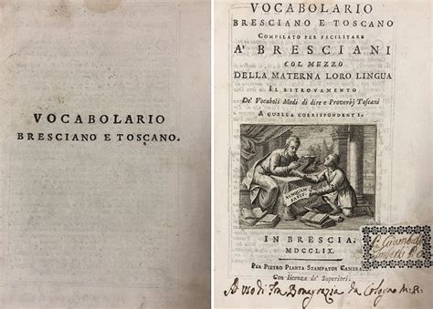 Per Le Raccolte Storiche” Il Primo Vocabolario Bresciano Raccolte