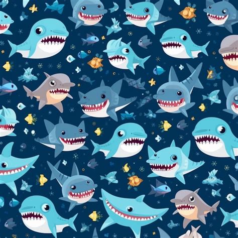 Premium Ai Image A Close Up Of A Pattern Of Sharks With Stars On Them