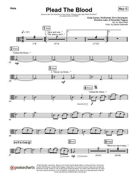 Plead The Blood Viola Sheet Music PDF Chris Davenport Cody Carnes