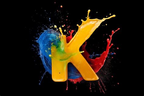 Premium Photo | Splashing paint in primary colors logo letter k ...