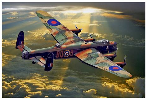 AVRO LANCASTER BOMBER DAMBUSTER RAF WW2 LARGE PAINTING CANVAS ART PRINT ...