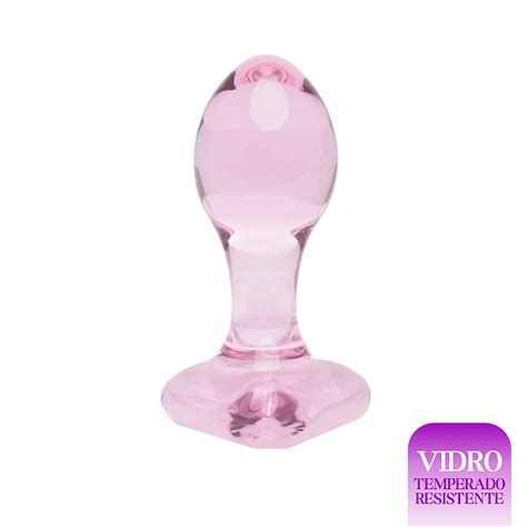 A66 Plug Anal de Vidro Coração Rosa Libb Sex Toys Importadora