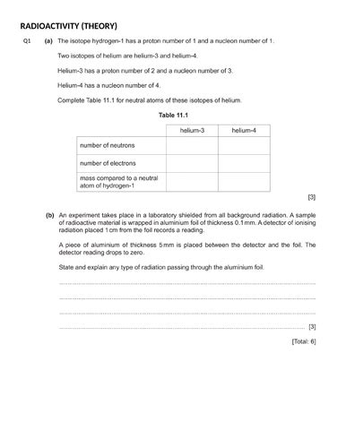 Atomic Structure And Radioactivity Theoryigcse 0625 Classified