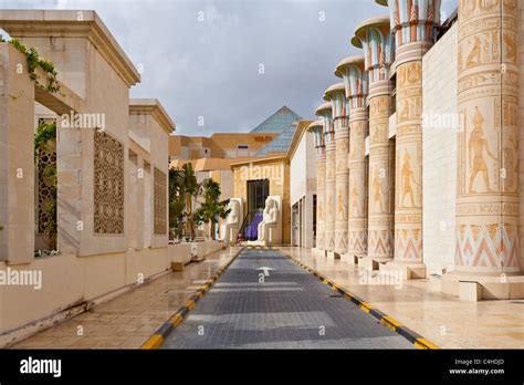 Egyptian architecture featured in the Wafi Mall in Dubai, UAE Stock ...