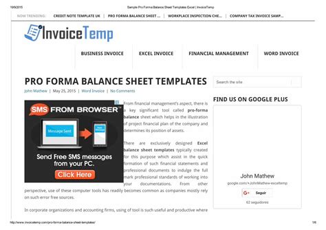 Sample Pro Forma Balance Sheet Templates Excel Invoicetemp