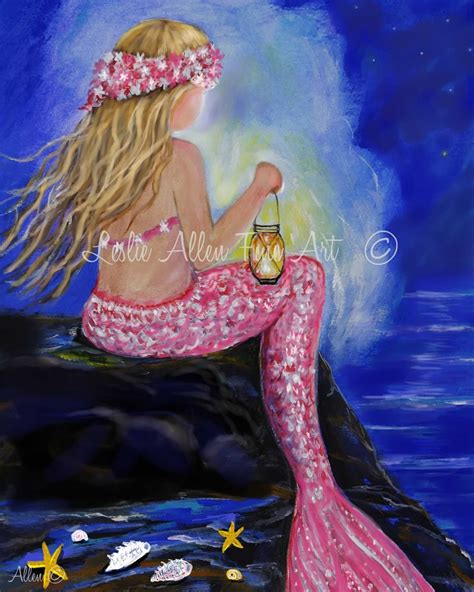 Mermaid Art Print Mermaid Painting Print Mermaid Wall Art Etsy