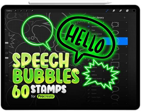 60 Procreate Manga Speech Bubbles Stamp Brushes Procreate Cartoon