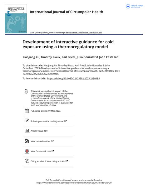 PDF Development Of Interactive Guidance For Cold Exposure Using A