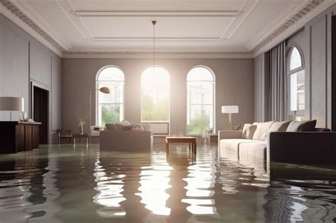 Premium AI Image | flooded living room house interior