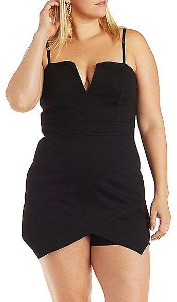 Charlotte Russe Plus Size Plunge Romper Cold Shoulder Shift Dress