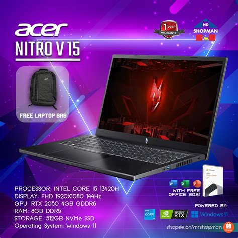 Acer Nitro V ANV15 51 519K I5 13420H 15 6 FHD 144Hz 8GB DDR5