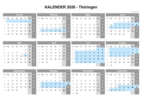 feiertage thueringen  kalender kalender  ferien thueringen