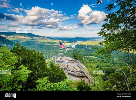 View of Chimney Rock and Lake Lure at Chimney Rock State Park, North ...