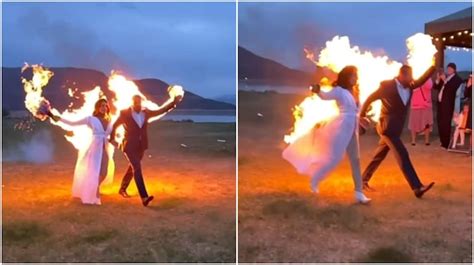 Watch Bride And Groom Set Themselves On Fire In Wedding Stunt