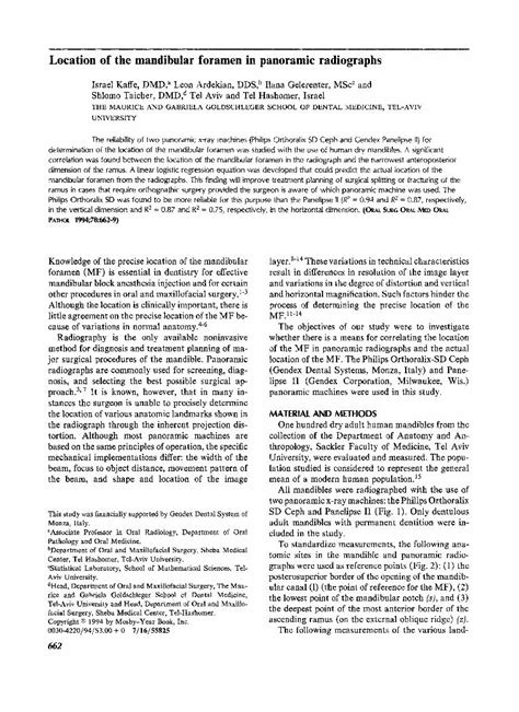 Location of the mandibular foramen in panoramic radiographs - [Download ...