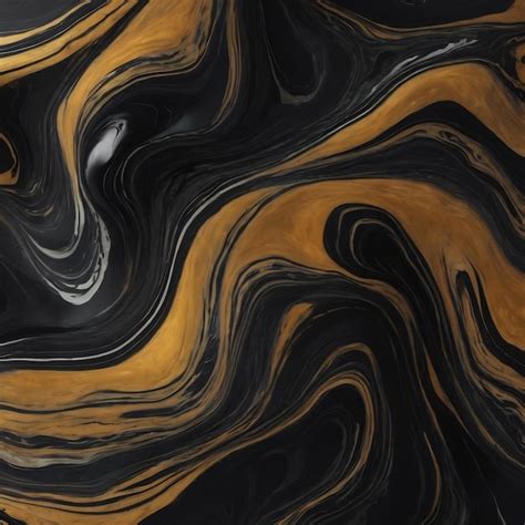 Premium AI Image Black Liquid Marble Background Abstract Flowing